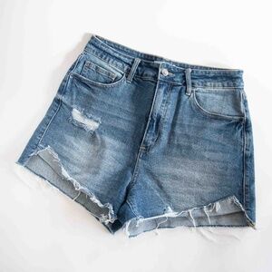 Cello High Waist Distressed Cut-Off Denim Jean Shorts